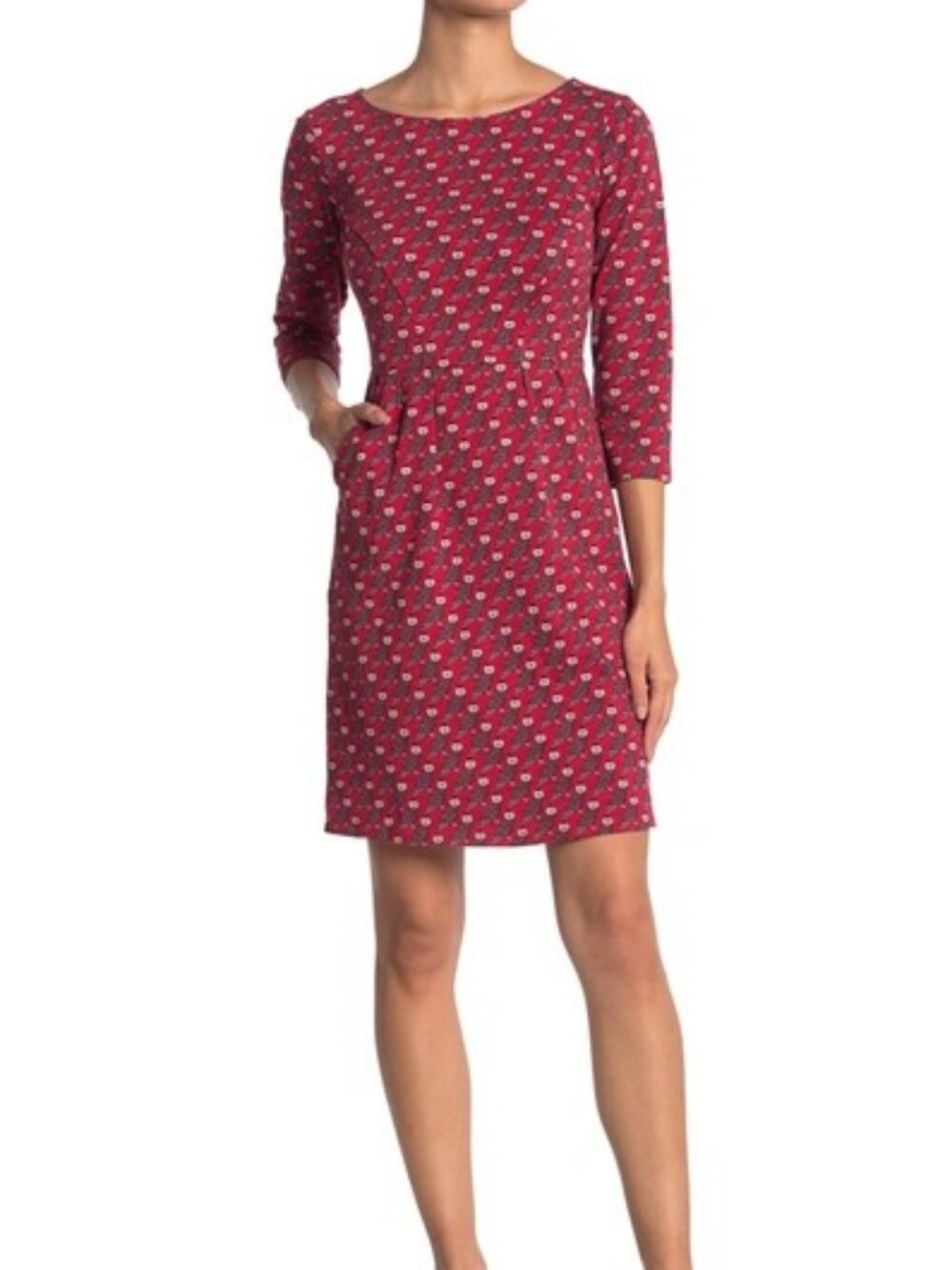Boden Penny Jersey Dress in Poinsettia Regal Owl Print - Size 6 Regular